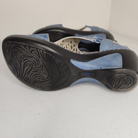 JBU Size 8 Isla Blue Denim Color Zip Up Wedge Sandals - Picture 8 of 9